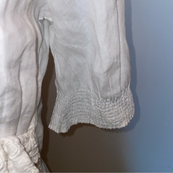 Les Coyotes de Paris dress lace trim ramie cotton white girls size 18 womens XS - Picture 5 of 9